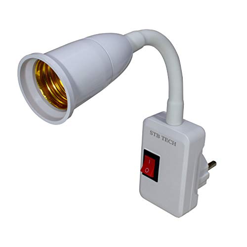 STBTECH Applique murale à LED flexible avec bras pivotant et interrupteur marche/arrêt, support de lampe E27