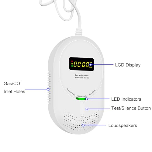 Miniatura 5 de Scondaor 2-En-1 Detector De Gas Y Monóxido De Carbono Con Pantalla Lcd, Certificado En 50291 Y En 50194, Detector De Gas Combustible Metano Gas Natural Y Glp Y Co, Pack De 1