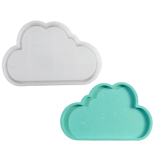 Illkjasfc Molde de postre de silicona flexible en forma de nube hermoso patrón de nubes molde de bandeja estable molde de silicona para panaderos caseros