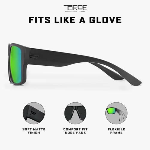 Image of TOROE Z87+ Polarized Safety Sunglasses Matte Black TR90 Frame, ANSI Rated Lens