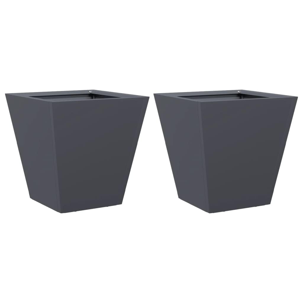 Set di 2 vasi per piante color antracite, 30 x 30 x 30 cm, robusta fioriera in acciaio per giardino, balcone e terrazza, vaso quadrato per piante ed erbe