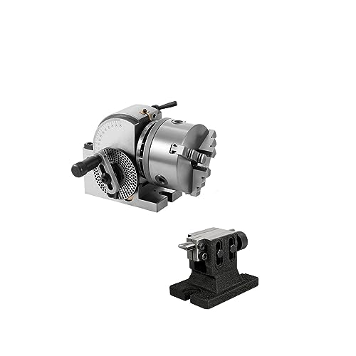 Image of Dividing Head Precision Semi Universal BS0 BS1 4 inch 5 inch 6 inch Indexing Head W /Tailstock & Chuck For Drilling Milling Grinding For Beginnners DIY Use(With 6In 3-Jaw Chuck)