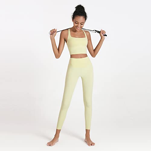 Romansong Strappy Yoga Sports Bras For Women Padded Criss-Cross Back Tank Tops (Yellow, Small) #TOP4