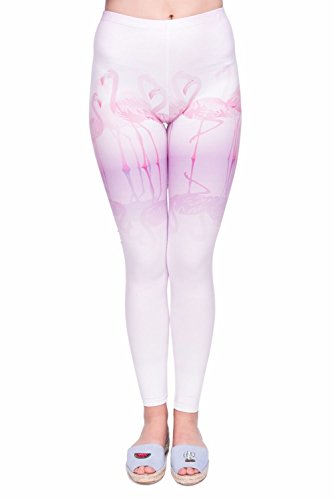 kukubird Printed Patterns Women's Yoga Leggings Gym Fitness Running Pilates Tights Skinny Pants 8 to 12 Stretchable - Pink Floor