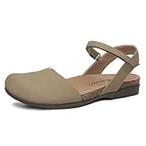 Athlefit Women's Closed Toe Sandals Comfort Cork Footbed Arch Support Flat Sandals Brown Size 8