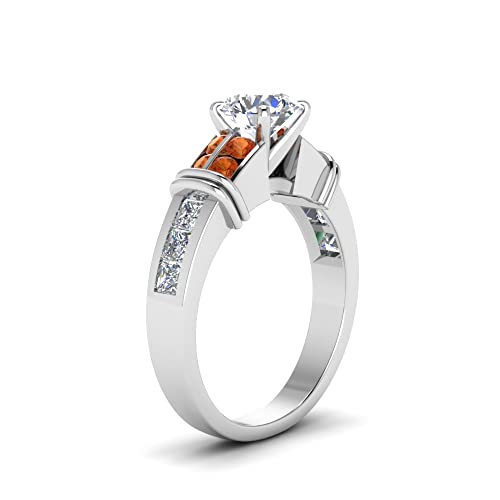 Image of 55Carat Choose Your Gemstone Channel Set Wide Diamond CZ Ring Sterling Silver Round Shape Side Stone Engagement Rings Everyday Jewelry Wedding Jewelry Handmade Gifts for Wife US Size 4 to 12