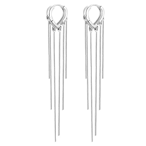 925 boucles d'oreilles femme argent, Pendantes Longues Pour Femme, Longues pampilles gland chaine, Boucle Oreille En Argent 925 Bijoux Cadeaux boucles d'oreilles...
