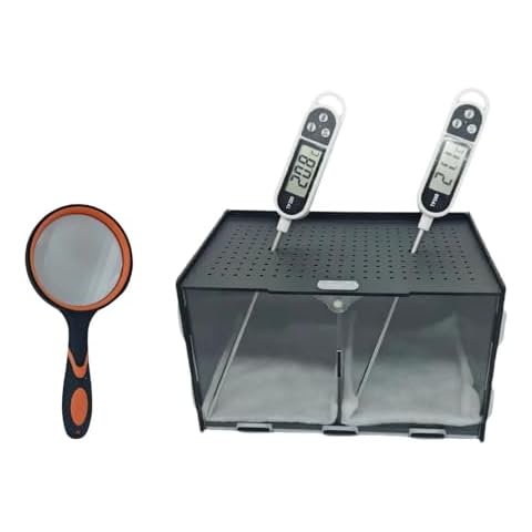 Family&Classroom Compost Container, Two-Bin Design with Two Thermometers and One Magnifying Glass Cover