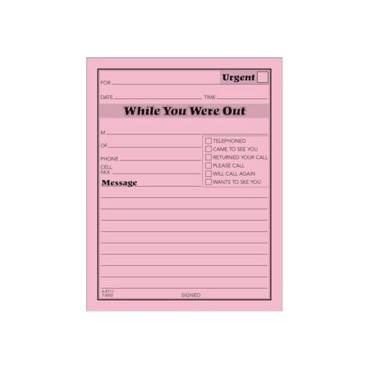 TOPS While You Were Out One-Sided Note Pads, 4.25 x 5.5 Inches, Pink, 50 Sheets per Pad, 12 Pads per Pack (3002P)