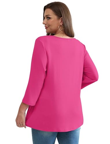 Image of OFEEFAN 3 /4 Length Sleeve Womens Tops 2026 Blouses for Women Dressy Casual Fashion Clothing V Neck Babydoll Tops Fall Outfits