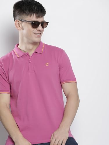 Image of The Indian Garage Co Men Slim Fit Solid Polo Neck Half Sleeves Tshirt