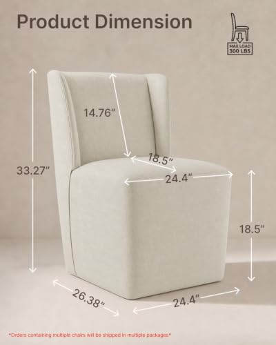 KISLOT Upholstered Dining Chairs Set of 2 with Hidden Casters, Linen