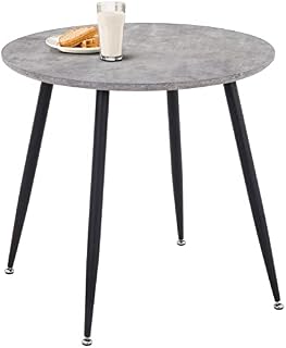 GOLDFAN Round Dining Table Small Kitchen Table Retro Lounge Table with Metal Legs for Dining Room,Grey