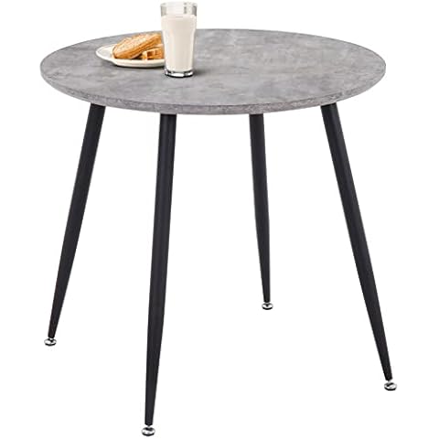 GOLDFAN Round Dining Table Small Kitchen Table Retro Lounge Table with Metal Legs for Dining Room,Grey Cover
