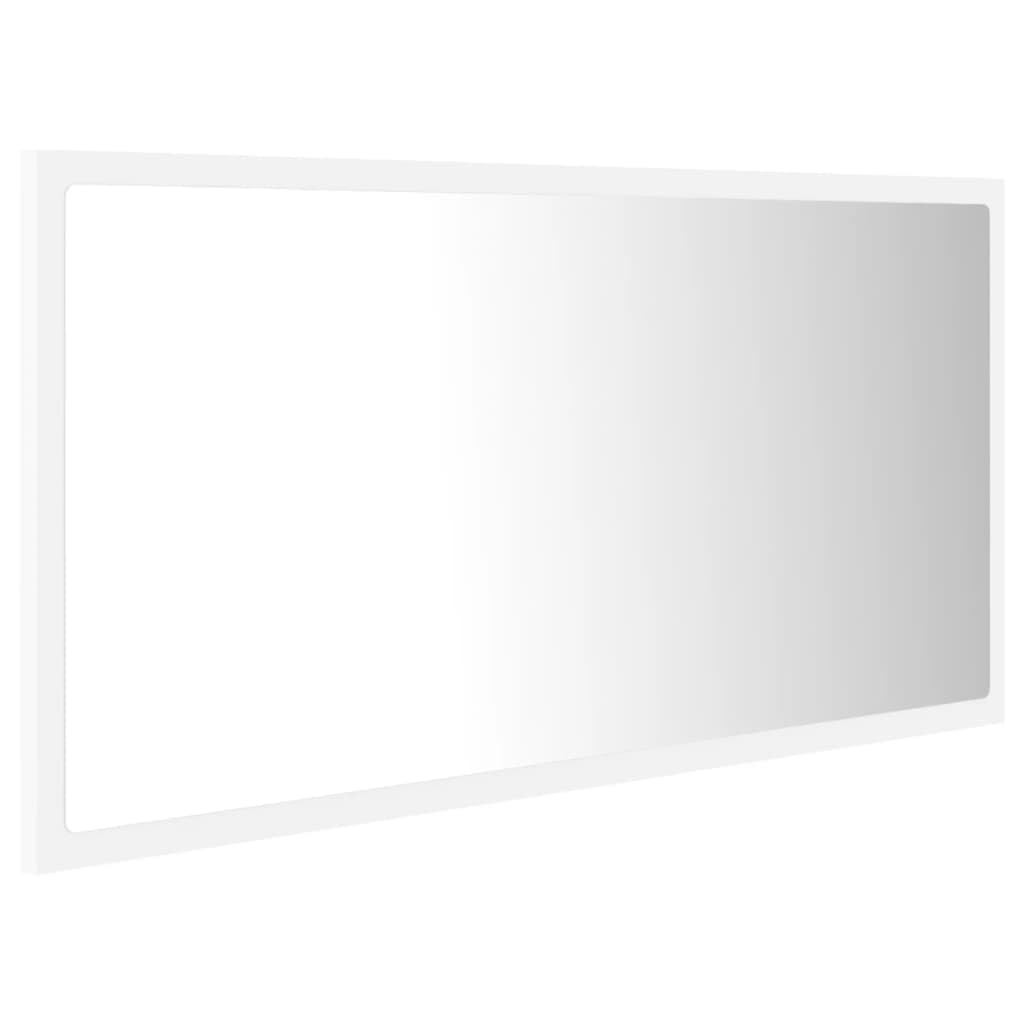 Lustro łazienkowe LED białe 90 x 8,5 x 37 cm Akrylowe szafki i szafki toaletkowe łazienkowe