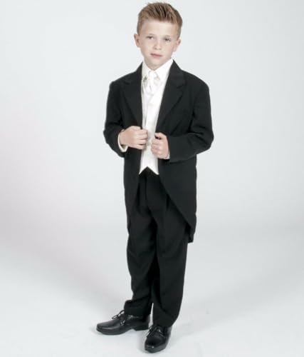 Veste à revers échancré garçon costume queue-de-pie complet gilet pantalon