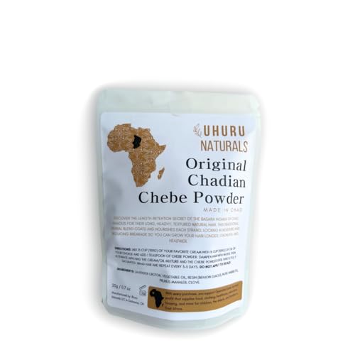 Uhuru Naturals Original Chadian Chebe Powder (20 grams) - Contains All-Natural Ingredients Promotes Strong and Healthy Hair Growth Helps Prevent Breakage Especially Formulated for Dry Kinky Hair