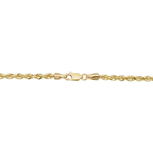 Kooljewelry Mens or Womens 10k Yellow Gold 3.2 mm Rope Chain Bracelet (7.5 or 8.5 inch)3