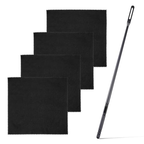 IANFAN Flute Cleaning Kit, Flute Cleaning Rod with 4 pcs Flutes Cleanings Cloth FluteCleaner with Flutess Polishing Cloth Flutes Cleanings Tools for Flutess Maintenance (Black)