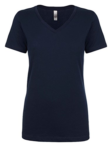Next Level Women's Lightweight V-Neck Jersey T-Shirt, Small, Midnight Navy