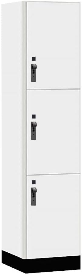 Salsbury Industries 18-43168AW 18 in. Wide Premier Wood Locker - Triple Tier - 1 Wide - 6 ft. High - 18 in. Deep - Arctic White - Hasp