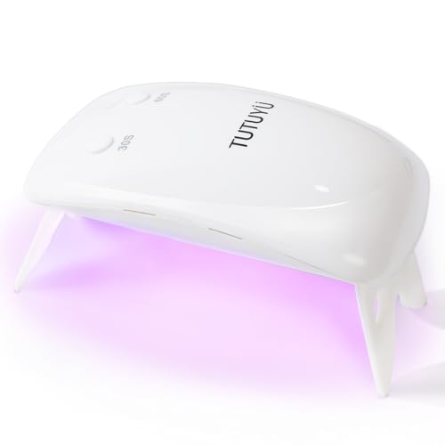 TUTUYU Séchoir à ongles UV LED blanc 12 W avec minuterie 30 s/60 s, 6 perles LED, mini lampe portable pour vernis à ongles en gel et autocollants en gel