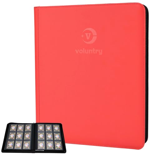 VOLUNTRY Carpeta superior con cremallera de 360 bolsillos, piel sintética de alta calidad, 9 bolsillos, 20 páginas, impermeable, álbum de tarjetas coleccionables para Pokemon/MTG/Yu-Gi-Oh/tarjetas