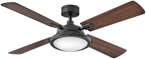 Hinkley Collier 54" Indoor Smart Ceiling Fan with Light and Remote, Integrated LED, Reversible Wooden Fan Blades, Matte Black