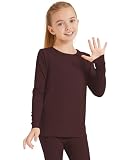 2T to 13Years Girls Basic Long Sleeve Shirts Toddler Kids Soft Cotton Tee Crew Neck Solid Tops(Brown 4T)