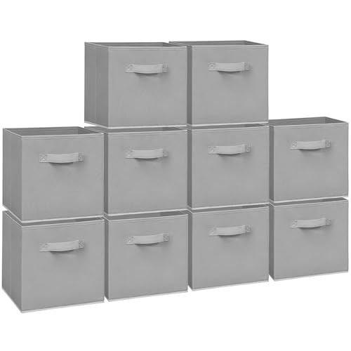 Cubes de rangement pliables en tissu gris de 28,9 cm pour organiser le placard | Lot de 10