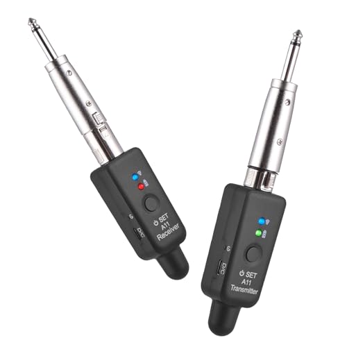 HXBER Sistema de Micrófono Recargable Inalámbrico 2.4G con Transmisor y Receptor XLR para Mezcladora de Audio, Guitarra Eléctrica, Bajo y Parlante PA, Modos Ajustables, Micrófono Dinámico miniatura 4