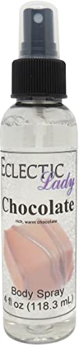 Eclectic Lady Chocolate Body Spray, 4 ounces, Body Mist for Women with Clean, Light & Gentle Fragrance, Cologne with Soft, Subtle Aroma For Daily Use