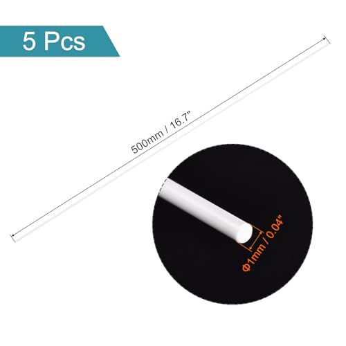 Image of MECCANIXITY ABS Plastic Rod Round Solid White Bar 1mmx 500mm for DIY Model Material, Architectural Model Making, DIY Sand Table, Pack of 5