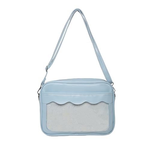 Greabuy Itabag - Bolso bandolera para mujer, estilo japonés, bolso bandolera de piel sintética, bolso de mensajero para estudiantes, bolso escolar, bolsa transparente para la compra, Blue