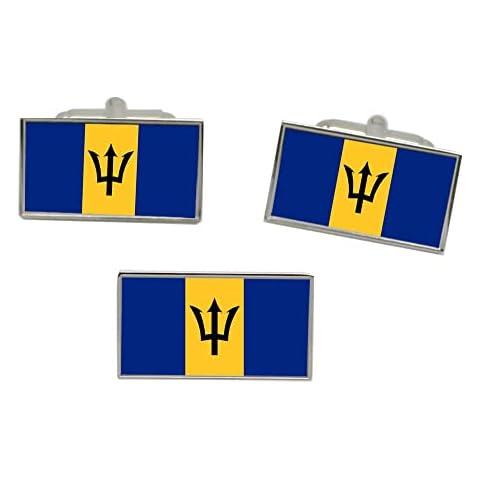 Barbados Flag Cufflinks and Tie Pin Set Cover