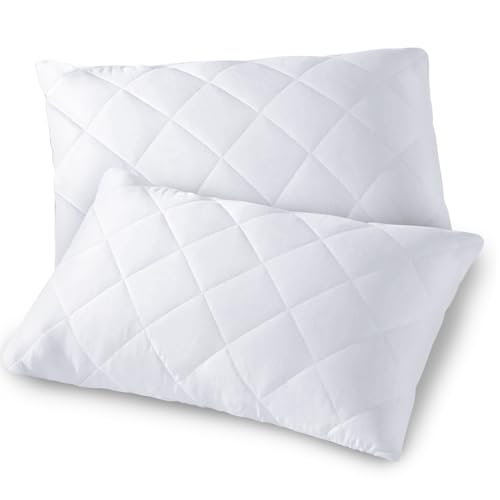 GC GAVENO CAVAILIA Quilted Pillow Protectors with Envelope Closure - Polycotton Soft Anti Allergy Breathable Pillowcase Protectors - Luxury Bed Pillow Protector Cover 50x75 cm - White