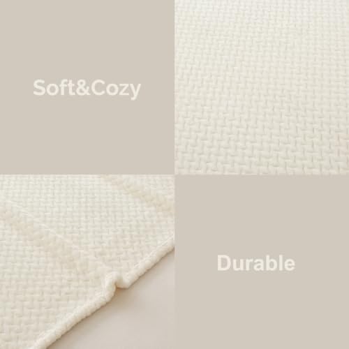 COOVA Oversized King Fleece Blanket 120x120 inches, Soft Cozy Warm Giant Extra Large 10'x10' Blanket for Bed, Sofa, Couch,Travel, Camping, California Huge Big Throw Blanket, Jacquard Iovry White