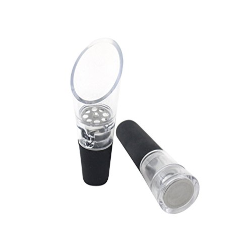 Fackelmann Decantador Vino y Tapón de Bomba Vacío Transparente y Negro 8,3x2,3cm, policarbonato y silicona. 2 ud-s.