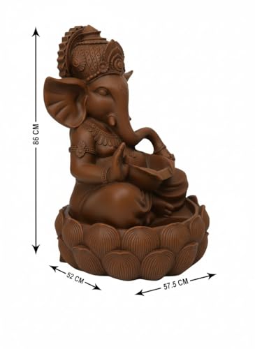 Image of Swarnhouse Lord Ganesha Decorative Water Fountain, 3 Feet Tall, Lotus Base, Indoor Outdoor Garden Decor (Article 6)