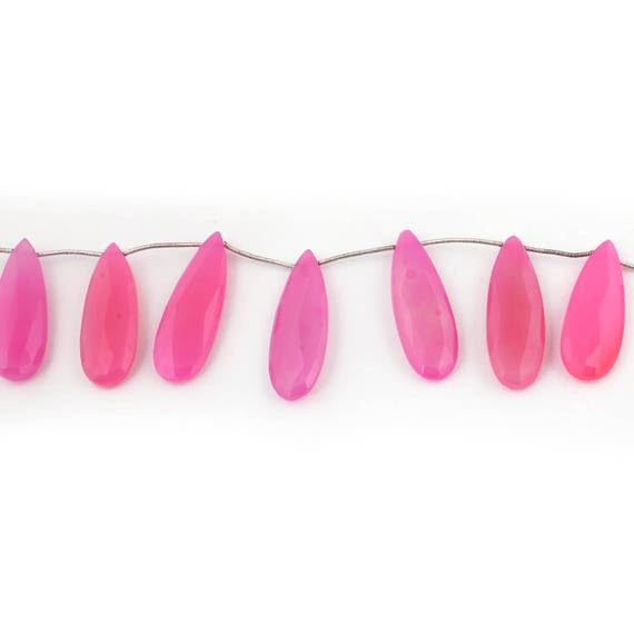 Calcédoine rose longues briolettes pour confectionner des boucles d'oreilles pendantes