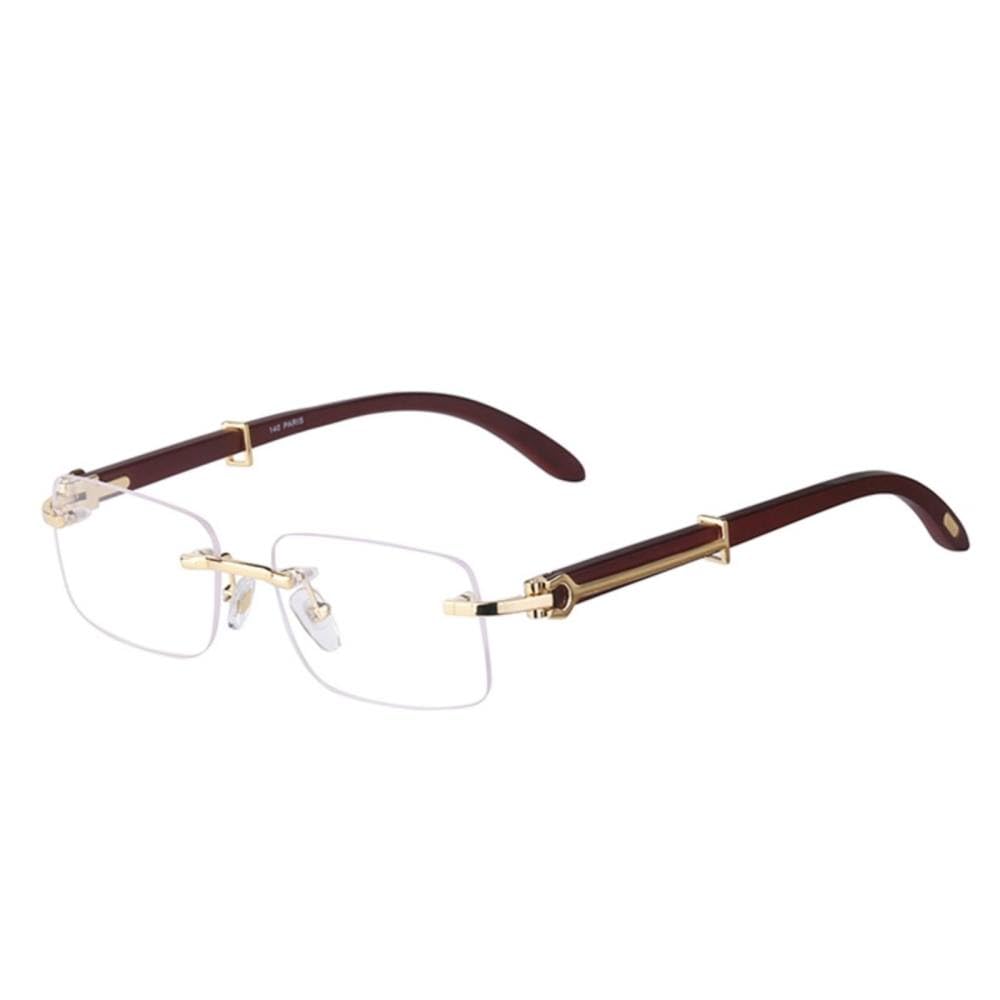 MUTYNE Gafas de sol sin montura de madera natural para hombre Gafas de sol de madera sin marco rectangulares clásicas para hombre UV400