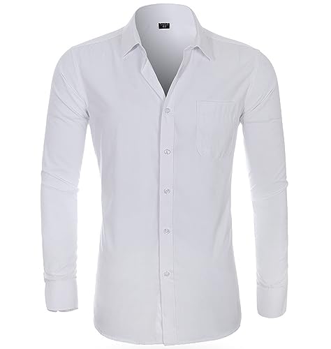 Chemise grande taille homme coupe standard élastique et sans repassage en blanc classique