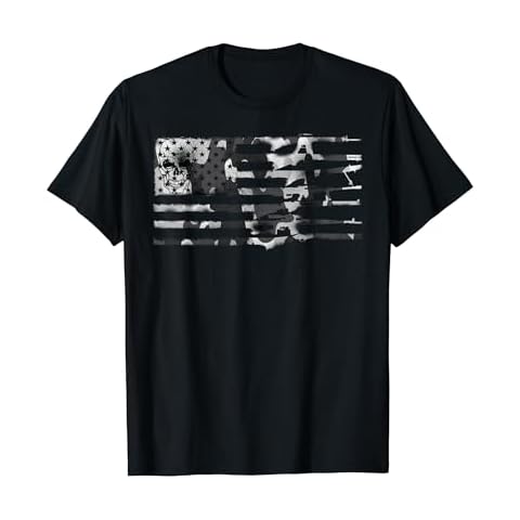 Military USA Flag Guns Rifles Skull In Camo T Shirt Gift Cover