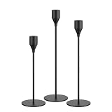 NLBTW Matte Black Taper Candle Holders, Set of 3 Metal Candlestick Holders for Candle Sticks Holder Decor, Ideal for Mantle Table Centerpiece, Weddings, Dining, Housewarming Gift & Anniversaries