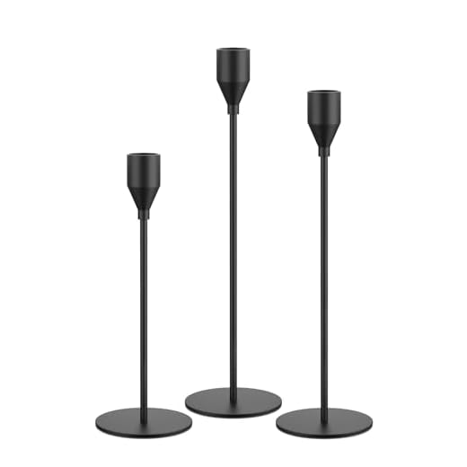NLBTW Black Candlestick Holders, Set of 3 Tall Metal Taper Candle Holder