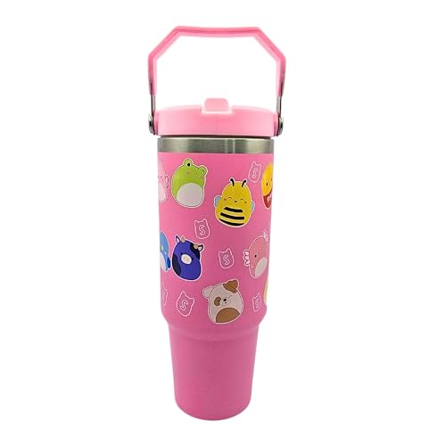 Squishmallows 30oz 900 ml pink travel mug coffee cup tumbler with leakproof straw & lid