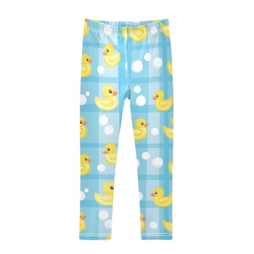 Ducks Girls' Leggings Toddler Doodles Blue Plaid Kids Yoga Pants Dance Active Tights 4T