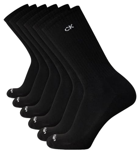 Calvin Klein Men's Cushion Crew Socks - 6 Pack (One Size, Black)