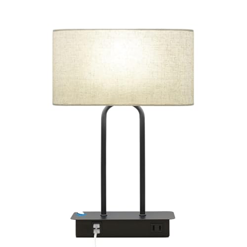 CXYWBD Bedside Touch Desk Lamp Dual Charging Ports and Power Socket, Dimmable, with, Bedroom, Office Suitable for bedrooms, Living Rooms, Offices, Book(Cream)