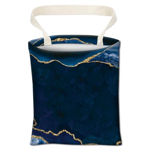 Image of Car Trash Can, Cute Car Trash Bag, Hanging Car Organizer, Blue Gold Marble